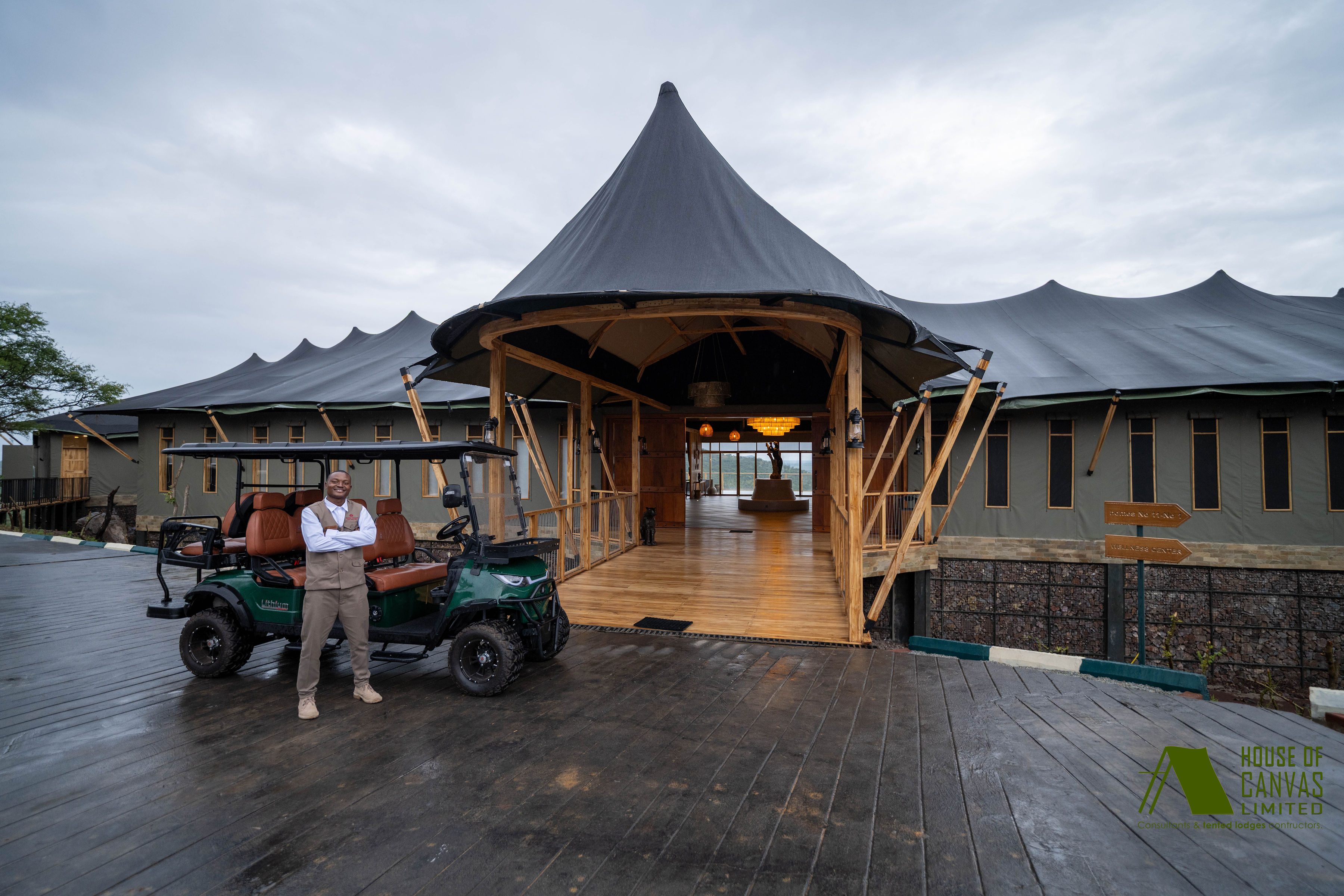 Safari tent exterior with private deck